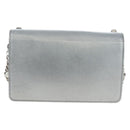 Miu Miu Chain Shoulder Bag Leather Silver Auth 204916M-2