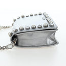Miu Miu Chain Shoulder Bag Leather Silver Auth 204916M-3