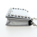 Miu Miu Chain Shoulder Bag Leather Silver Auth 204916M-4