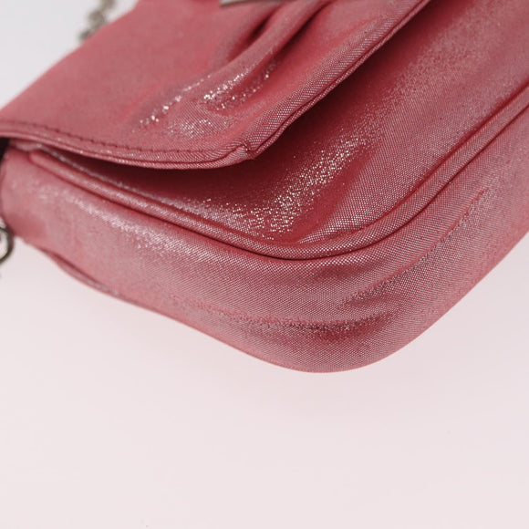 FENDI Mia Pochette Chain Shoulder Bag Leather Pink Silver 8BP046 Auth 204918M