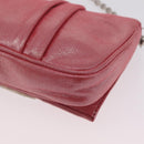 FENDI Mia Pochette Chain Shoulder Bag Leather Pink Silver 8BP046 Auth 204918M-17
