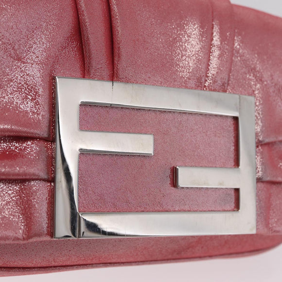 FENDI Mia Pochette Chain Shoulder Bag Leather Pink Silver 8BP046 Auth 204918M