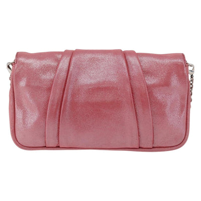 FENDI Mia Pochette Chain Shoulder Bag Leather Pink Silver 8BP046 Auth 204918M - 0
