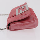 FENDI Mia Pochette Chain Shoulder Bag Leather Pink Silver 8BP046 Auth 204918M-4