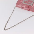 FENDI Mia Pochette Chain Shoulder Bag Leather Pink Silver 8BP046 Auth 204918M-7