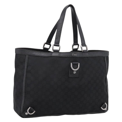 GUCCI GG Canvas Abbey Tote Bag Black Silver 293580 Auth 204921
