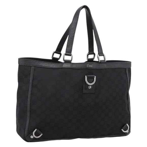 GUCCI GG Canvas Abbey Tote Bag Black Silver 293580 Auth 204921
