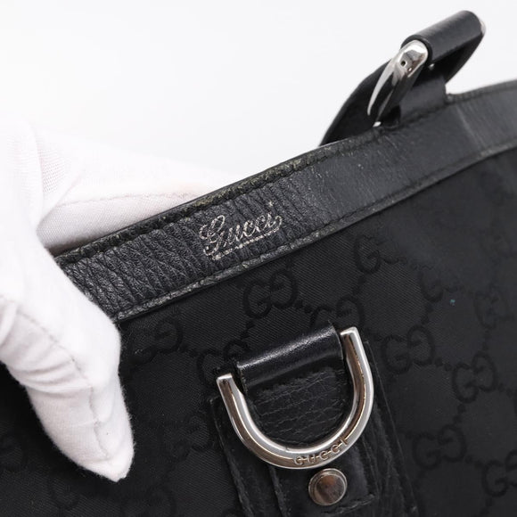 GUCCI GG Canvas Abbey Tote Bag Black Silver 293580 Auth 204921