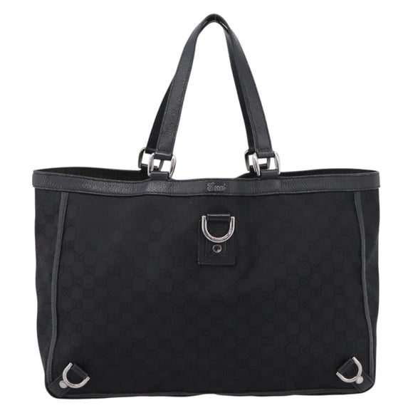 GUCCI GG Canvas Abbey Tote Bag Black Silver 293580 Auth 204921