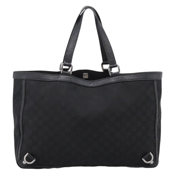 GUCCI GG Canvas Abbey Tote Bag Black Silver 293580 Auth 204921