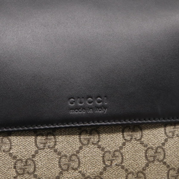 GUCCI GG Supreme Shoulder Bag PVC Beige Silver 406367 Auth 204922