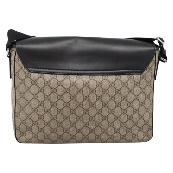 GUCCI GG Supreme Shoulder Bag PVC Beige Silver 406367 Auth 204922