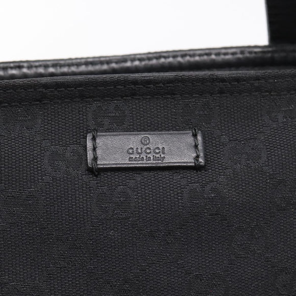 GUCCI GG Canvas Web Sherry Line Tote Bag Black Silver 308928 Auth 204924
