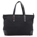 GUCCI GG Canvas Web Sherry Line Tote Bag Black Silver 308928 Auth 204924-13