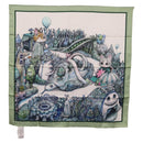 GUCCI Yuko Higuchi GG Scarf Silk Green White 863477 Auth 204930M-1