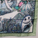 GUCCI Yuko Higuchi GG Scarf Silk Green White 863477 Auth 204930M-10