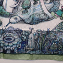 GUCCI Yuko Higuchi GG Scarf Silk Green White 863477 Auth 204930M-9
