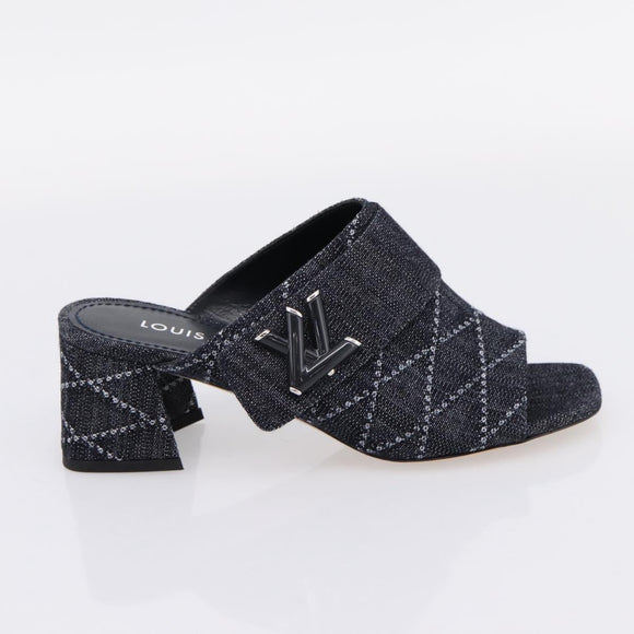 LOUIS VUITTON Sandals Denim 36 Blue LV Auth 204934M