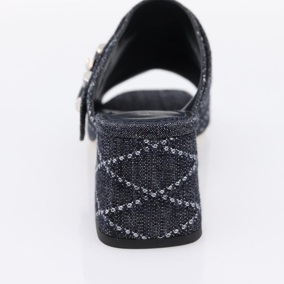 LOUIS VUITTON Sandals Denim 36 Blue LV Auth 204934M