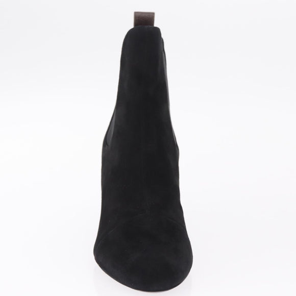 LOUIS VUITTON Short Boots Suede 40 Black LV Auth 204942M