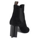 LOUIS VUITTON Short Boots Suede 40 Black LV Auth 204942M-21