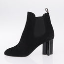 LOUIS VUITTON Short Boots Suede 40 Black LV Auth 204942M-23