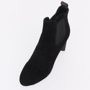 LOUIS VUITTON Short Boots Suede 40 Black LV Auth 204942M-24