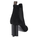 LOUIS VUITTON Short Boots Suede 40 Black LV Auth 204942M-3