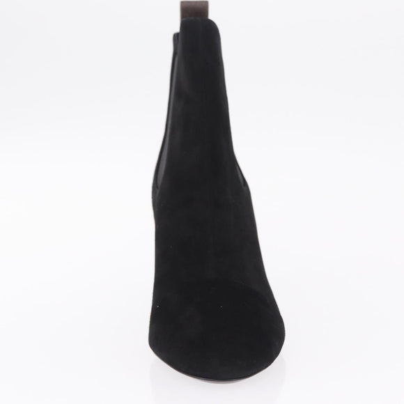 LOUIS VUITTON Short Boots Suede 40 Black LV Auth 204942M