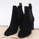 LOUIS VUITTON Short Boots Suede 40 Black LV Auth 204942M-39