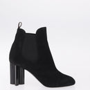 LOUIS VUITTON Short Boots Suede 40 Black LV Auth 204942M-4