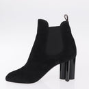 LOUIS VUITTON Short Boots Suede 40 Black LV Auth 204942M-5