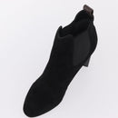 LOUIS VUITTON Short Boots Suede 40 Black LV Auth 204942M-6