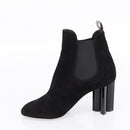 LOUIS VUITTON Short Boots Suede 37 Black LV Auth 204943M-15