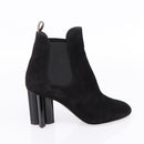 LOUIS VUITTON Short Boots Suede 37 Black LV Auth 204943M-16