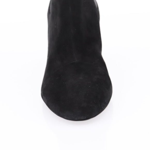 LOUIS VUITTON Short Boots Suede 37 Black LV Auth 204943M