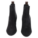 LOUIS VUITTON Short Boots Suede 37 Black LV Auth 204943M-2
