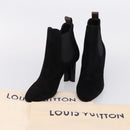 LOUIS VUITTON Short Boots Suede 37 Black LV Auth 204943M-26