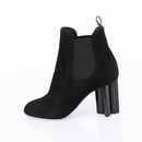LOUIS VUITTON Short Boots Suede 37 Black LV Auth 204943M-5