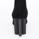 LOUIS VUITTON Short Boots Suede 37 Black LV Auth 204943M-7