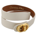 Christian Dior Bracelet Leather White Gold Auth 204946M-1