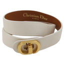 Christian Dior Bracelet Leather White Gold Auth 204946M-2