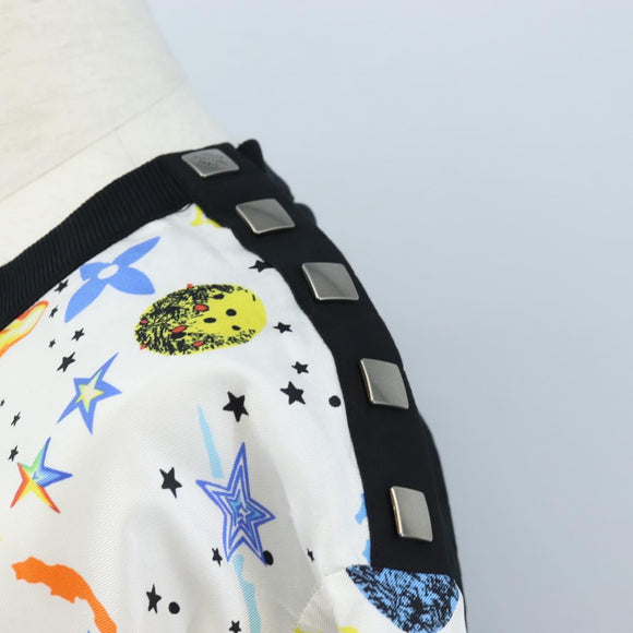 LOUIS VUITTON Short-sleeved T-shirt Silk S White LV Auth 204952M