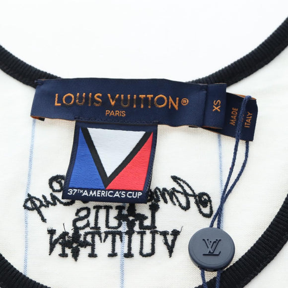 LOUIS VUITTON Sleeveless Top Cotton XS White LV Auth 204954M