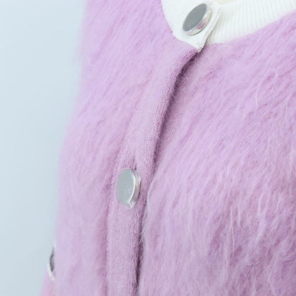 LOUIS VUITTON Cardigan Wool L Pink LV Auth 204957M