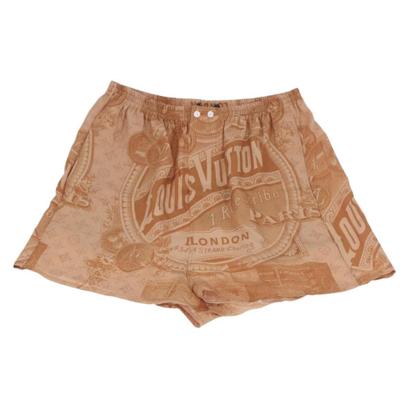 LOUIS VUITTON Shorts Pants Silk 34 Brown LV Auth 204958M