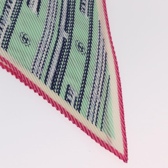 CHANEL Scarf Silk Green CC Auth 204962M