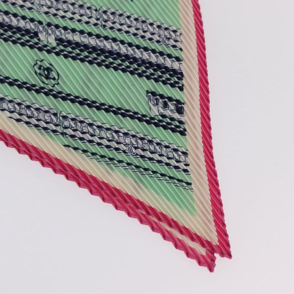 CHANEL Scarf Silk Green CC Auth 204962M