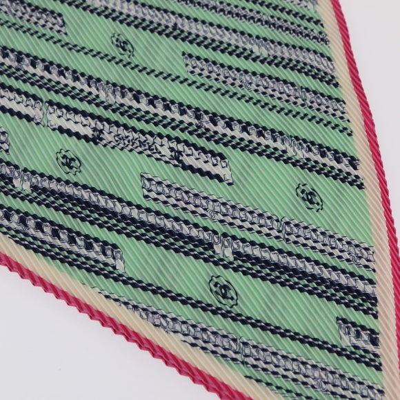 CHANEL Scarf Silk Green CC Auth 204962M