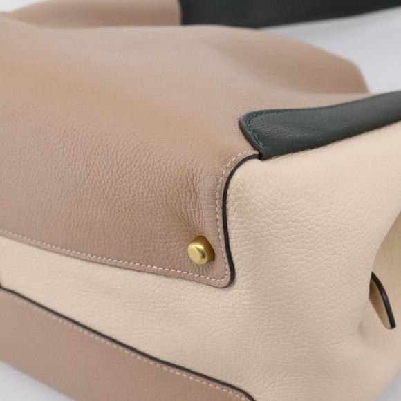 Coach Shoulder Bag Leather Gold Beige Auth 204975A